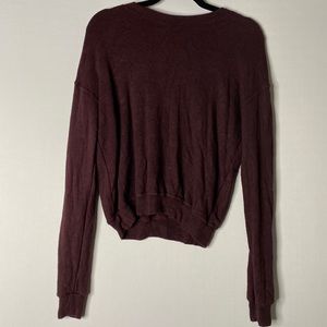Cropped Crew Sweater Dark Burgundy Super Cozy